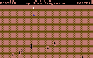 Siege (Commodore 64) screenshot: Throwing a rock.