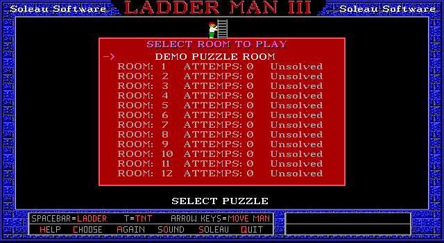 Ladder Man III (DOS) screenshot: Main menu