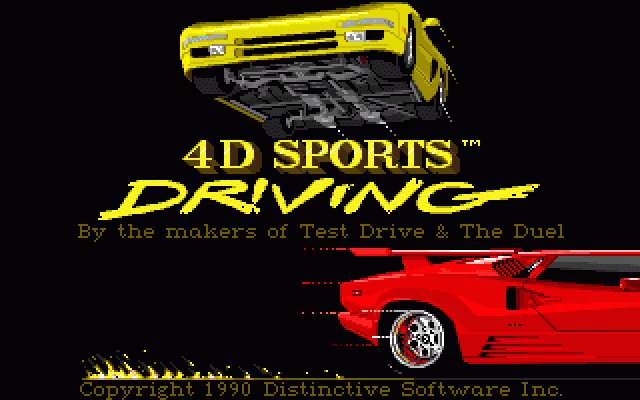 Stunts (DOS) screenshot: 4D Sports Driving v1.1 title screen