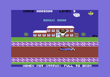 Scare Bear (Commodore 64) screenshot: Going to heaven
