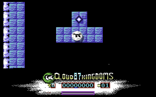 Cloud Kingdoms (Commodore 64) screenshot: About to collect a crystal