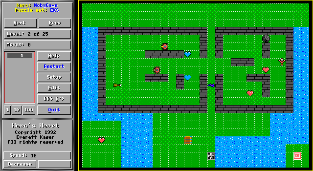Hero's Heart (DOS) screenshot: The start of level 2