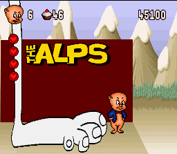 Porky Pig's Haunted Holiday (SNES) screenshot: The Alps