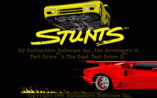 Stunts (DOS) screenshot: Stunts v1.1 Title screen