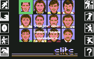 A Question of Sport (Commodore 64) screenshot: Select team members