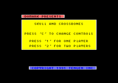 Skull & Crossbones (Amstrad CPC) screenshot: Main menu, looking more 1986 than 1991