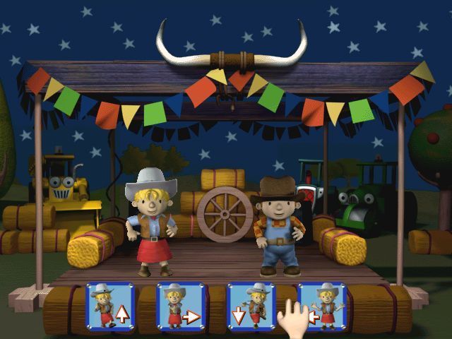 Bob the Builder: Can We Fix It? (Windows) screenshot: In the French release "Wild West Wendy" dancing game is called "Zoe Au Saloon"