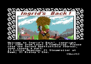 Ingrid's Back! (Commodore 64) screenshot: Chapter selection