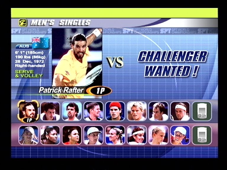 Virtua Tennis 2 (Dreamcast) screenshot: Player Selection