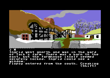 Ingrid's Back! (Commodore 64) screenshot: A farmhouse
