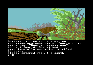 Ingrid's Back! (Commodore 64) screenshot: Troubled farmland