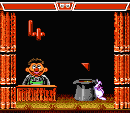 Sesame Street 1 2 3 (NES) screenshot: The rabbit tells you if the shape you chose was correct or not