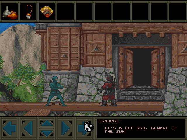 Sword of Honour (Amiga) screenshot: This guy needs cooling down maybe youve something to give