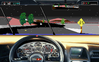 Test Drive III: The Passion (DOS) screenshot: ...where it snows and the roads are icy