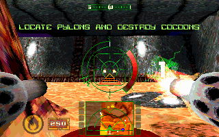 Machine Head (DOS) screenshot: Receiving a task to complete.