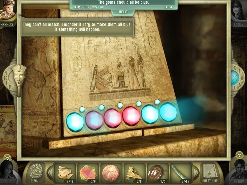Escape the Lost Kingdom (Collector's Edition) (Windows) screenshot: Another traditional puzzle, set all the lights to the same colour.<br>The strategy guide says this puzzle is different every time it is played