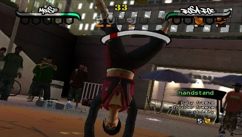 B-Boy (PSP) screenshot: Handstand at The Plaza