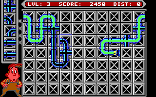 Pipe Dream (DOS) screenshot: Level 3 - Pass over the Wall