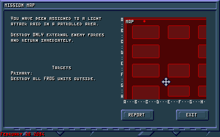 Iron Assault (DOS) screenshot: Objectives of upcoming mission.