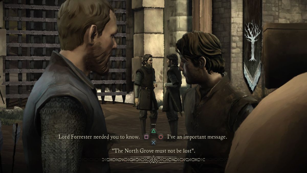 Game of Thrones: Episode 1 - Iron from Ice (PlayStation 4) screenshot: Conveying an important message to your uncle