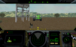 Shellshock (DOS) screenshot: That tank is approaching fast!