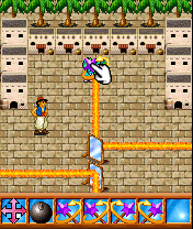 Alibaba and Forty Thieves (J2ME) screenshot: Third stage. I'm about to enchant the dragon to get rid of the fire.