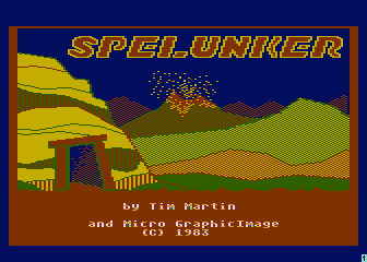 Spelunker (Atari 8-bit) screenshot: Original splash screen in Micro GraphicImage release.