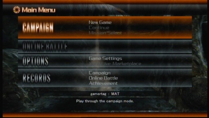 Lost Planet: Extreme Condition (Xbox 360) screenshot: Main menu