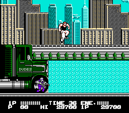 Bad Dudes (NES) screenshot: Boss 2 shreds
