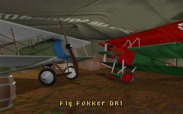 Wings of Glory (DOS) screenshot: Looks like we have a troyan horse ready to fly.