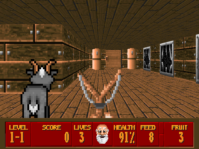 Super Noah's Ark 3-D (Windows) screenshot: Ooh! He gets my goat!