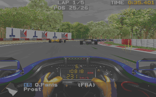 Prost Grand Prix 1998 (DOS) screenshot: This will make overtaking rather difficult