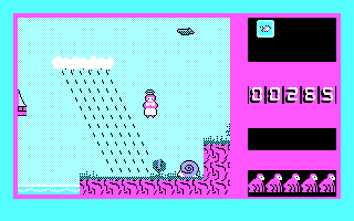 Super Kof (DOS) screenshot: Missing a life (CGA).