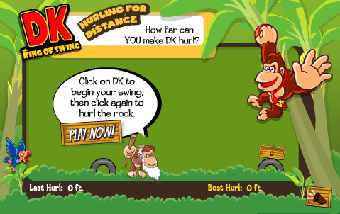 DK: King of Swing - Hurling for Distance (Browser) screenshot: Title screen.