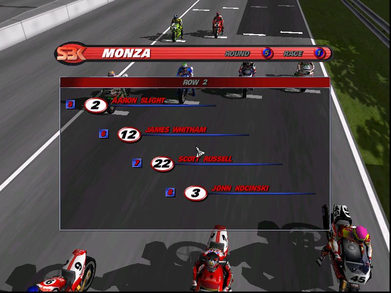 Superbike World Championship (Windows) screenshot: Starting Positions