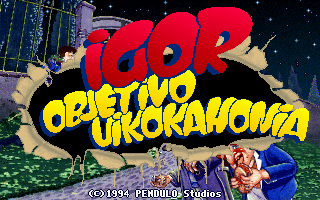 Igor: Objective Uikokahonia (DOS) screenshot: Title screen (original version)