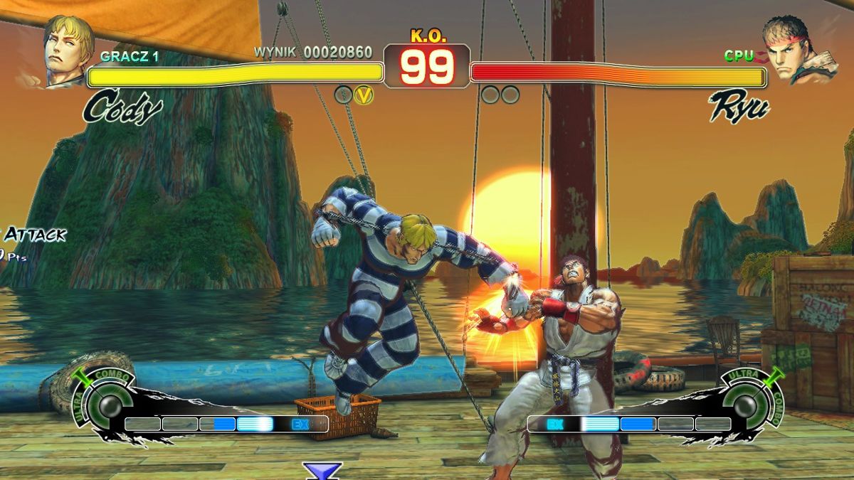 Super Street Fighter IV: Arcade Edition (Windows) screenshot: Cody vs Ryu, Street fighter vs Final Fight Showdown!