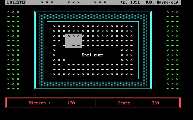 Driester (DOS) screenshot: Game over