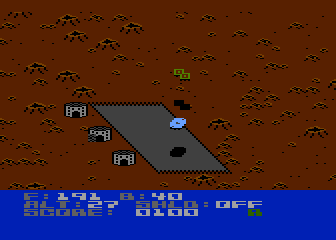 Blue Max 2001 (Atari 8-bit) screenshot: I am at the same level as the enemy craft in the area.