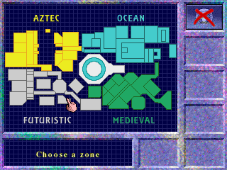 The Crystal Maze (DOS) screenshot: Zone selection