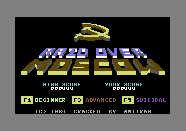 Raid over Moscow (Commodore 64) screenshot: Main menu