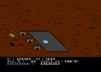 Blue Max 2001 (Atari 8-bit) screenshot: Starting on the launching pad