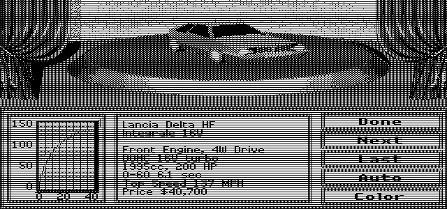 Stunts (DOS) screenshot: Car Selection (Hercules)