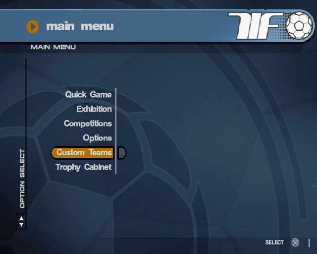 World Tour Soccer 2002 (PlayStation 2) screenshot: The retail game's main menu