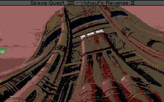 Space Quest IV: Roger Wilco and the Time Rippers (Amiga) screenshot: The home of the Xenon master computer, now controlled by Vohual.