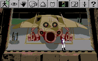Space Quest IV: Roger Wilco and the Time Rippers (Amiga) screenshot: The landing bay.