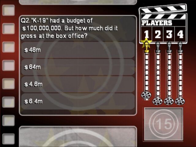 The Ultimate TV & Film Quiz (PlayStation 2) screenshot: A typical question<br>All questions are multiple choice with four possible answers