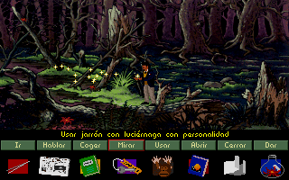 Igor: Objective Uikokahonia (DOS) screenshot: Trapping lightning bugs.