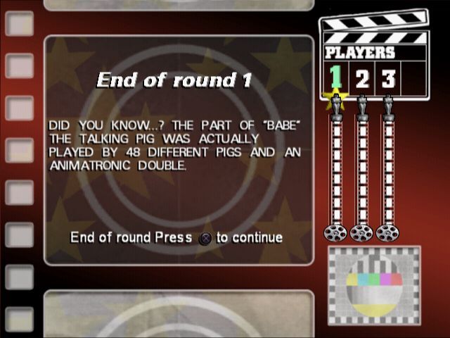 The Ultimate TV & Film Quiz (PlayStation 2) screenshot: In all games the player(s) are treated to a factoid at the end of each round