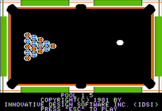 Pool 1.5 (Apple II) screenshot: Title Screen